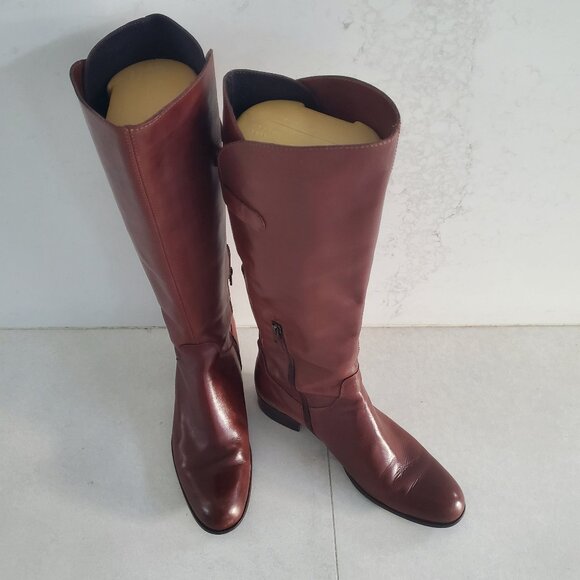Sesto Mieucci Made in Italy Chestnut Brown Leather Riding Style Boot sz 10 - Picture 1 of 14